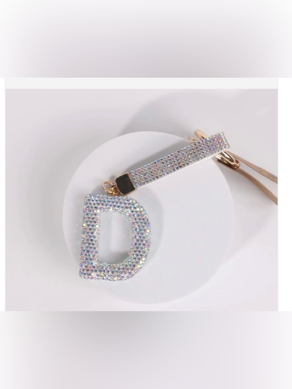 Crystal D Initial Charm Keychain - D Letter Accent